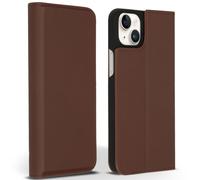Accezz Étui de télephone Slim Folio en cuir de qualité supérieure pour iPhone 14 Plus - Marron