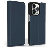 Accezz Accezz Étui de télephone Slim Folio en cuir de qualité supérieure iPhone 14 Pro Bleu foncé Bleu foncé