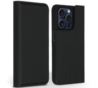 Accezz Accezz Étui de téléphone Slim Folio en cuir de qualité supérieure iPhone 15 Pro Noir Noir