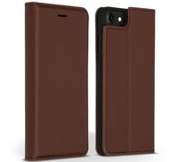 Accezz Étui de télephone Slim Folio en cuir de qualité supérieure pour iPhone SE (2022 / 2020) / 8 / 7 / 6(s) - Marron