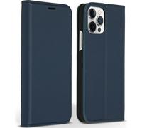 Accezz étui mince en cuir de qualité supérieure pour iPhone 12 (Pro) - Bleu foncé
