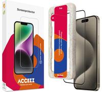 Accezz Gehard Glas Full Cover Screenprotector avec applicateur pour l'iPhone 15 Pro
