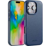 Accezz MagSafe Leather Backcover pour l'Apple iPhone 16 Pro - Bleu nuit