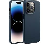 Accezz Coque arrière en cuir avec MagSafe pour iPhone 14 Pro - Nightfall Blue