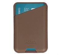Accezz Porte-cartes en cuir magnétique - Compatible avec Apple Find My - Coffee Brown