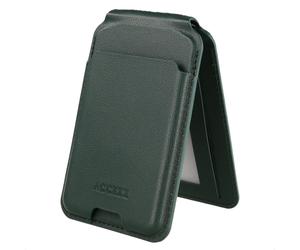 Accezz Portefeuille en cuir magnétique avec support - Compatible avec Apple Find My - Cedar Green