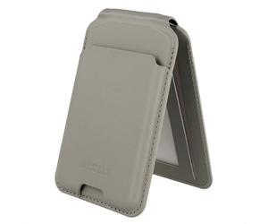 Accezz Portefeuille en cuir magnétique avec support - Compatible avec Apple Find My - Light Grey