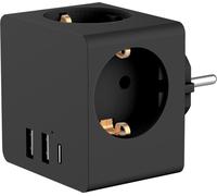 Accezz PowerCube | 6-en-1 - 1x USB-C + 2x USB-A + 3x prise - 4000 watts - Noir