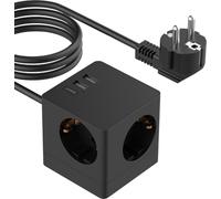 Accezz PowerCube Strip | 6-en-1 - 1x USB-C + 2x USB-A + 3x prise - 4000 watts - Noir