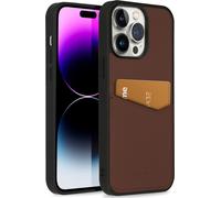 Accezz Premium Leather Card Slot Backcover pour iPhone 14 Pro Max - Marron
