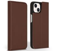 Accezz Premium Leather Slim Bookcase pour iPhone 13 - Marron