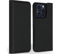 Accezz Accezz Étui de téléphone Slim Folio en cuir de qualité supérieure iPhone 15 Pro Noir Noir