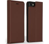 Accezz Étui de télephone Slim Folio en cuir de qualité supérieure pour iPhone SE (2022 / 2020) / 8 / 7 / 6(s) - Marron