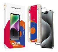 protection d'écran pour iPhone 15 Pro Max : Accezz Gehard glas Full Cover screenprotector metapplicator - Transparent