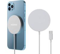 Accezz Wireless Charger USB-C - Chargeur sans fil MagSafe et Qi2 - 1 mètre - Blanc