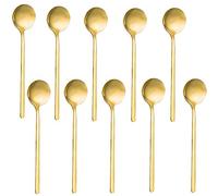 Accfore Lot de 10 mini cuillères à café en acier inoxydable plaqué or pour café, sucre, dessert, gâteau, crème glacée, soupe, antipasto, cappuccino, 13 cm