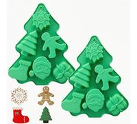 Accfore Lot de 2 moules de Noël en silicone anti-adhésif pour la fabrication de bonbons au chocolat, savons faits à la main, bougies, bombes de bain, fondants, gâteaux, glaçons, bougies, gelée