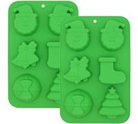 Accfore Lot de 2 moules de Noël en silicone antiadhésifs en forme de sapin de Noël pour savon, pudding, chocolats, gelée, savon, glaçons, décoration de gâteau (vert)