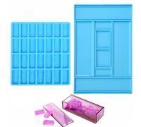 Accfore Lot de 2 moules en silicone en forme de boîte de domino (bleu)