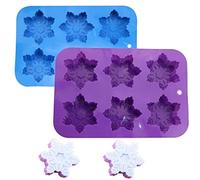 Accfore Lot de 2 moules en silicone en forme de flocon de neige - Moules à gâteaux, biscuits, savons faits à la main - Pour pudding au chocolat, gelée, muffins, décoration de cuisine (bleu/violet)