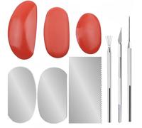 Accfore Lot de 3 grattoirs de moulage de poterie + 3 tailles de baleines en caoutchouc + 3 outils de détail d'argile pour sculpter, texturer, modéliser, poterie