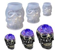Accfore Lot de 3 moules en silicone en forme de crâne 3D pour résine époxy, fabrication de bougies, décoration d'intérieur, extérieur, moulage de résine