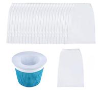 Accfore Lot de 30 chaussettes filtrantes pour piscine hors sol et creusée - Maille ultra fine pour panier d'écumoire de piscine - Filtre les débris et les feuilles - Blanc - 30