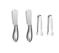Accfore Lot de 4 couteaux à fromage et à beurre, mini pinces de service, couteaux à beurre polyvalents en acier inoxydable
