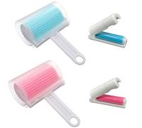 Accfore Lot de 4 rouleaux anti-peluches adhésifs avec housse, réutilisables et lavables pour vêtements, poils d'animaux, débris, sièges de voiture