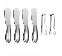 Accfore Lot de 6 couteaux à fromage et à beurre, mini pinces de service, couteaux à beurre polyvalents en acier inoxydable (argent)