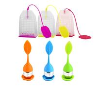 Accfore Lot de 6 infuseurs à thé en silicone, réutilisables et sûrs pour sachets de thé en vrac avec poignée filtrante en acier inoxydable