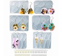 Accfore Lot de 6 Moules en Résine pour Boucles d'Oreilles, Bijoux en Silicone, Accessoires pour Bricolage, Pendentif en Époxy pour Femme