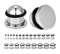 AccGin 1 paire d'écarteurs d'oreille de 1 à 12 mm en acier chirurgical avec joints toriques | 23 options de taille précises par incréments de 0,5 mm pour un étirement sans douleur - Argent, 9mm, Acier