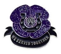 Accjzzlyn Broche coquelicot violet en forme de fer à cheval et pattes de chien « Remember Animals in War » en émail, 1.69 x 1.49in, Zinc
