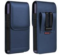 ACCKUO Étui de téléphone en cuir avec clip ceinture en métal robuste et fermeture magnétique compatible avec iPhone 16/15/14/13/12 Pro Max, Galaxy S25/S24/S23/S22 Plus & FE, L-Bleu