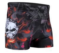 Acclaim Osaka Boxer de bain plat côtelé à rayures avec imprimé tête de mort ou aigle dans une coupe sportive avec cordon de serrage interne à la taille, Tête de mort Osaka, XL