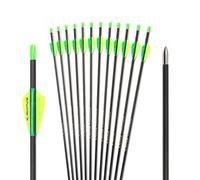 ACCMOS 1000-Spine Flèche 30-Pouces Flèche Flèches Carbone Flèche Cible Flèche de Chasse Arc à Poulies Arc Recurve Adulte Jeunesse Tir à l’Arc Entraînement 12pcs Style2