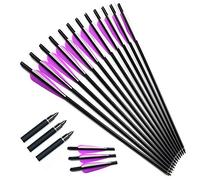 ACCMOS 16" Flèches Arbalète Chasse Flèche d'arbalète Diamètre Intérieur 7.6mm 16 Pouces Flèches de Carbone avec Pointe en Acier Amovible Tir à l'arc Chasse Tir Cible d'entrainement