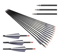 ACCMOS 24pcs Diamètre Intérieur 6.2mm .244" 22-31 Pouces Flèches Spine 300 350 400 500 600 700 800 Adulte Jeunesse Flèche Carbone avec Encoche Rotative pour Arc à Poulies et Arc Recurve Style2