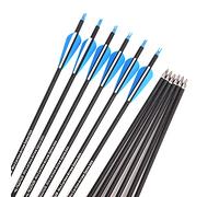 ACCMOS 500 Spine Flèche 30 Pouces Flèche Flèches Carbone Flèche Cible Flèche de Chasse Arc à Poulies Arc Recurve Adulte Jeunesse Tir à l’Arc Entraînement 24pcs