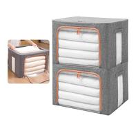 Accmuzzy Lot de 2 Sacs de Rangement avec Cadre Métallique 100L,Boîte de Rangement pour Vêtements et Penderies, Boîte de Rangement Pliable pour Armoire et Dressing (100L-2 Pièces)