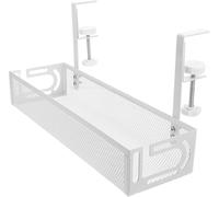 Accmuzzy Passe-câbles de bureau, gestion des câbles sous le bureau, panier pour gérer les câbles et les multiprises, accessoires de bureau, organisateur de câbles pour bureau, bureau à domicile (blanc