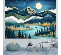Accnicc Tapisserie Mountain Moon (bleu sarcelle, 121,9 x 91,4 cm)