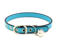 Accod Collier classique en cuir avec clochette pour petits chiens ou chats, tour de cou réglable de 22 à 28 cm, 1,3 cm de large, collier pour chiot ou chat (bleu)
