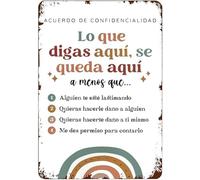 Accord de confidentialité espagnol Ce que vous dites ici reste ici Plaques en étain rétro vintage créatives et amusantes pour décorer la maison, le jardin, les cafés, les bureaux, les magasins, les b