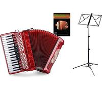Accordéon Basse Classic Cantabile 72 "Secondo V" Set (Accordéon 72 basses avec housse & sangles incl. pupitre & école d'accordéon) Rouge