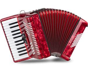 Accordeon Chromatique 48 Boutons Bass 26 Touches Dessus Set Sangles Coffre Rouge