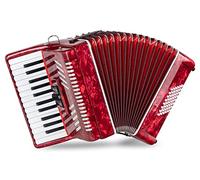 Accordéon Classic Cantabile 48 Basses "Secondo V" - Accordéon à touches - 2 voix - 26 touches aiguës - avec sangles & housse sac à dos - Rouge