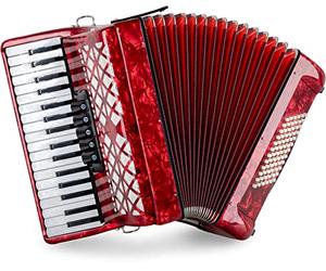 Accordéon Classic Cantabile 72 Basses "Secondo V" - Accordéon à touches - 3 voix - 34 touches aiguës - avec sangles & housse sac à dos - Rouge