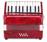 Accordeon Concertina De Enfants Debutants 8 Basse 22 Touches Poche Sangles Rouge